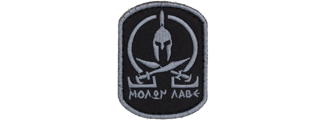 Embroidered Molon Labe Patch (Color: Black and Gray)