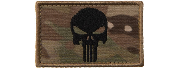 Embroidered Rectangle Punisher Flag Patch (Color: Camo)