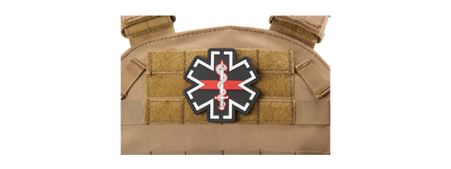 Medic Paramedic EMS EMT Medical Star of Life PVC Morale Patch w/ Red Line