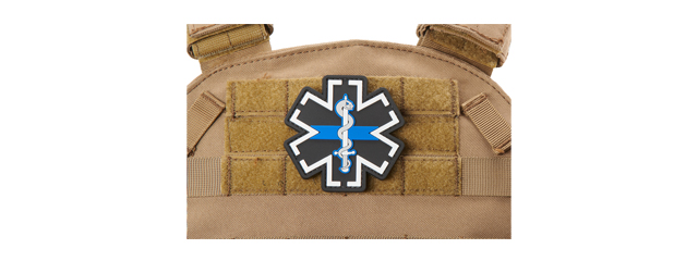 Medic Paramedic EMS EMT Medical Star of Life PVC Morale Patch w/ Blue Line