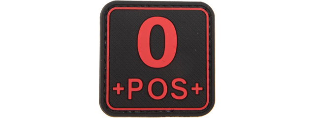 Squared O-Positive Blood Type PVC Patch (Color: Black and Red)