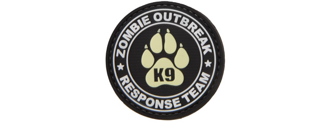 Glow in the Dark Zombie Outbreak Response Team PVC Patch w/ K9 Paw