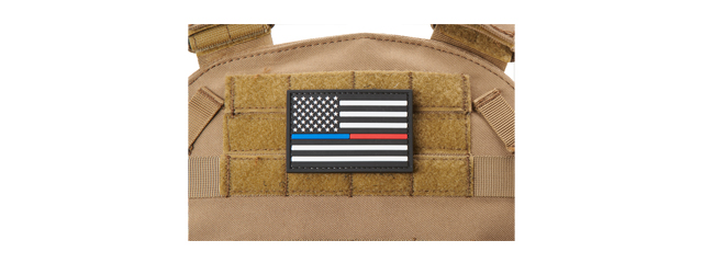 US Flag with Blue and Red Line PVC Morale Patch