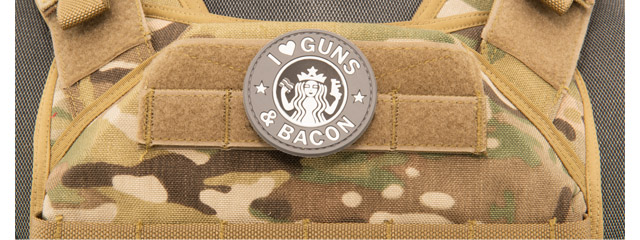 I Heart Guns & Bacon PVC Patch (Color: Black and Gray)