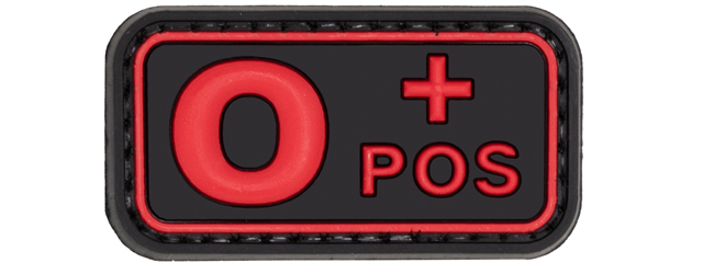 O-Positive Blood Type PVC Patch (Color: Black and Red)
