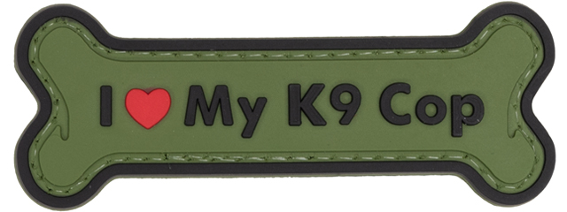 "I Love My K9 Cop" PVC Patch (Color: OD Green)