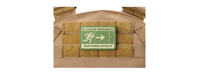 "In Case of Emergency, Grab Carbine, Go Kill It" PVC Morale Patch (Color: OD Green)
