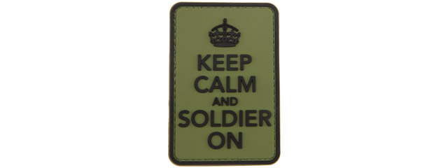 "Keep Calm and Carry On" PVC Patch (Color: OD Green)