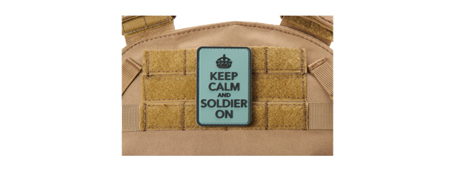 "Keep Calm and Soldier On" PVC Morale Patch (Color: Foliage)