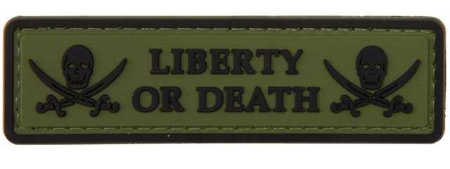 Liberty or Death Pirate Skull PVC Patch (Color: OD Green)