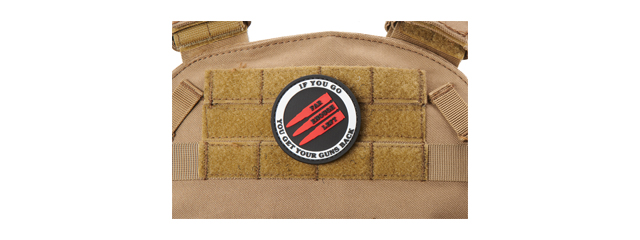 "If You Go Far Enough Left, You Get Your Guns Back" PVC Morale Patch (Color: Red)