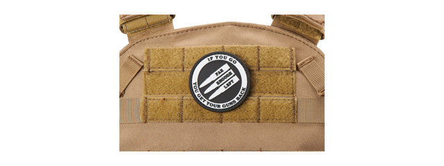 "If You Go Far Enough Left, You Get Your Guns Back" PVC Morale Patch (Color: White)