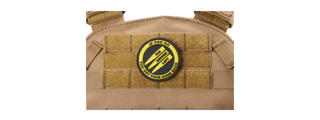 "If You Go Far Enough Left, You Get Your Guns Back" PVC Morale Patch (Color: Yellow)