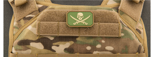 Pirate Skull PVC Patch (Color: Green)