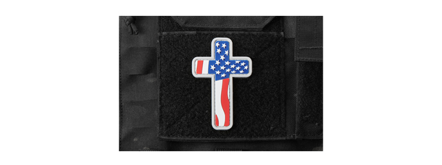 Jesus Christian Cross US Flag PVC Morale Patch