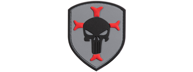 Knights Templar Crusaders Cross w/ Punisher PVC Patch (Color: Gray)