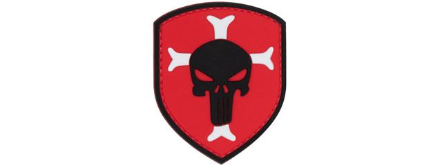 Knights Templar Crusaders Cross w/ Punisher PVC Patch (Color: Red)
