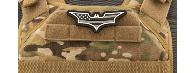 Batman US Flag PVC Patch (Color: Black and Light Gray)