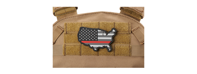 US Flag Map with Red Line PVC Morale Patch
