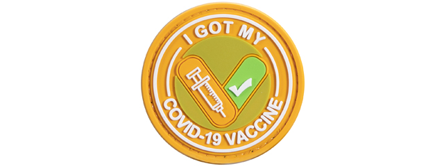"I Got My Covid-19 Vaccine" PVC Patch (Color: Yellow and White)