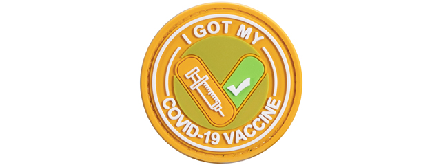 "I Got My Covid-19 Vaccine" PVC Patch (Color: Yellow and White)