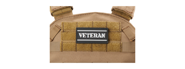 Rectangle Veteran Tab PVC Morale Patch (Color: Black & White)