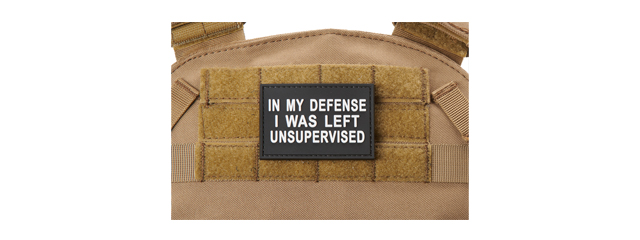 "In My Defense I Was Left Unsupervised PVC Morale Patch (Color: Black)