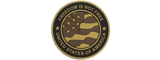 Round US Flag "Freedom is Not Free" PVC Patch (Tan Version)