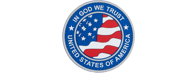 Round US Flag "In God We Trust" PVC Patch (Blue Version)
