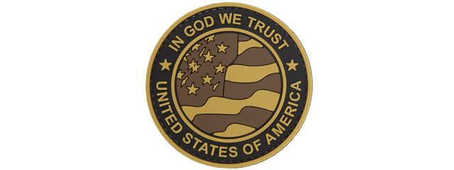 Round US Flag "In God We Trust" PVC Patch (Tan Version)
