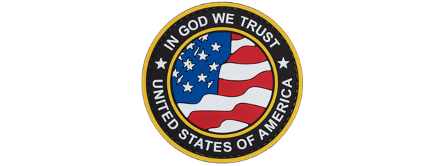 Round US Flag "In God We Trust" PVC Patch (Gold Version)
