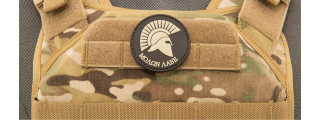 Round Molon Labe with Rifle PVC Patch (Color: Black)