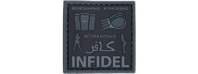 "Beer Drinking, Pork Eating, Womanising" PVC Patch (Color: Black)