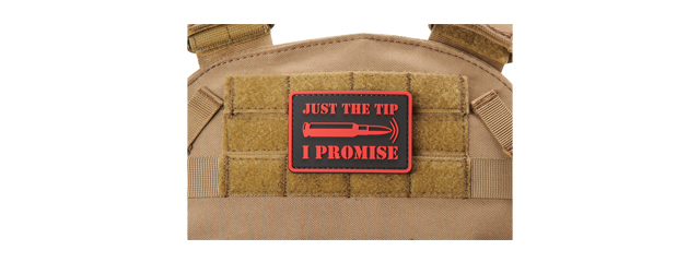 "Bullet Just the Tip, I Promise" PVC Morale Patch (Color: Red)