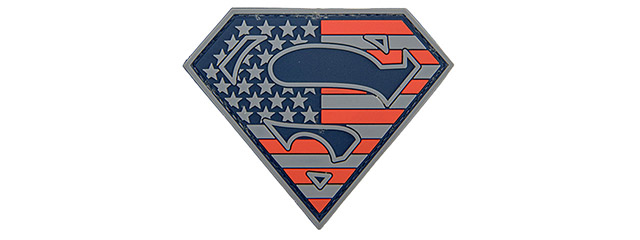 US Flag Superman Shield PVC Patch (Color: Blue / Red)