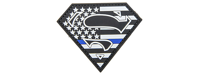 US Flag Superman Shield PVC Patch (Color: Black / White)