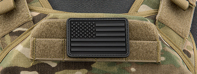 3D US Flag Forward PVC Patch (Color: Black and Dark Gray)