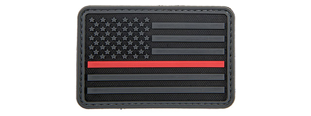 3D US Flag Forward PVC Patch w/ Red Stripe (Color: Black)