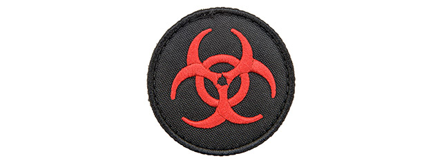 Embroidered Round Biohazard Patch (Color: Black and Red)