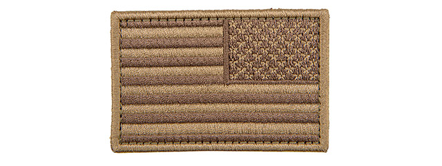 Embroidered Reverse US Flag Patch (Color: Coyote Tan)