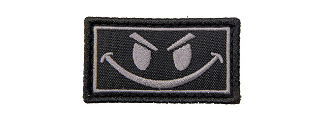 Embroidered Evil Smiley Patch (Color: Black and Gray)