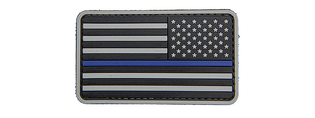 US Flag Reverse PVC Patch w/ Blue Stripe (Color: Black and Light Gray)