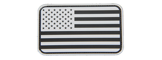 Large Forward US Flag PVC Patch (Color: Black and White)