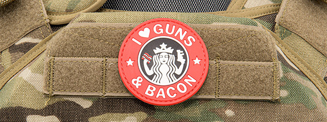 I Heart Guns & Bacon PVC Patch (Color: Red) - Click Image to Close
