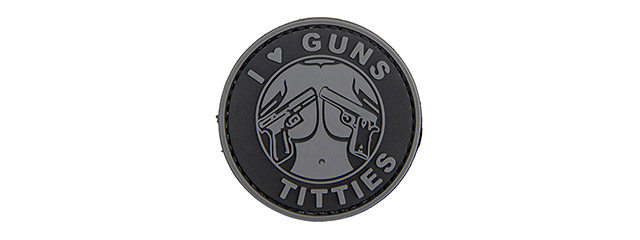 I Heart Guns & Titties PVC Patch (Color: Gray)