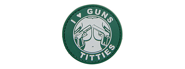 I Heart Guns & Titties PVC Patch (Color: OD Green)