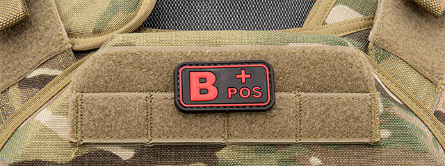 B-Positive Blood Type PVC Patch (Color: Black and Red) - Click Image to Close