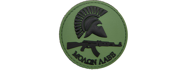 Round Molon Labe with AK Rifle PVC Patch (Color: OD Green)