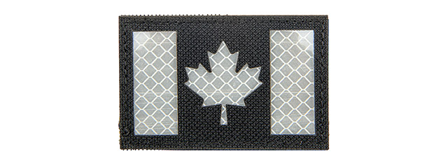 Reflective Canadian Flag Patch (Color: Black and White) - Click Image to Close