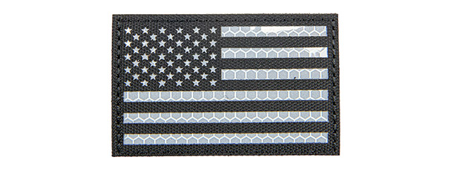 Reflective Fabric Forward US Flag (Color: Black and White)